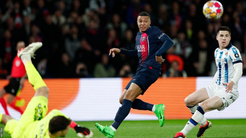 Kylian Mbappe and Bradley Barcola scored as PSG earned a 2-0 lead over Real Sociedad (Getty Images)